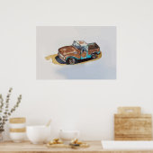 錆びた古いピックアップトラックの水色 ポスター (キッチン)