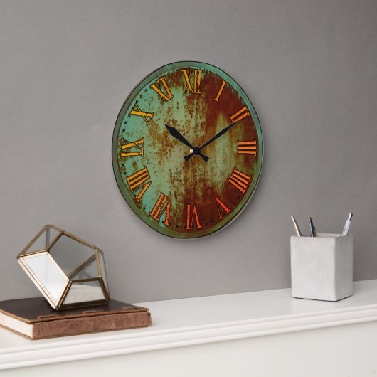 錆びた古い時計 ラージ壁時計 (オフィス)