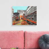 錆びた古い機関車と列車の荷車 キャンバスプリント (インサイチュ (リビング))