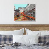 錆びた古い機関車と列車の荷車 キャンバスプリント (インサイチュ (寝室))