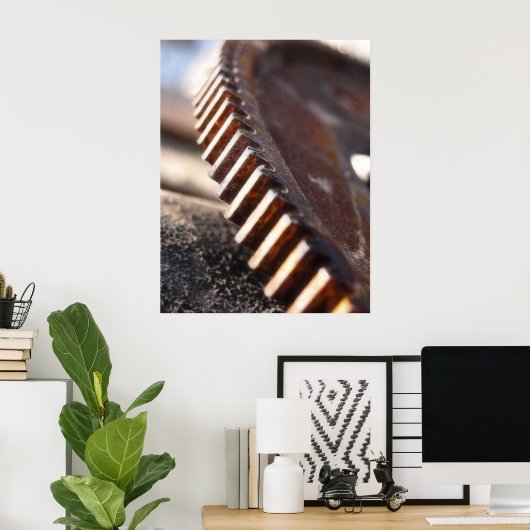 錆びた古い歯車 ポスター (ホームオフィス)