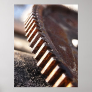 錆びた古い歯車 ポスター