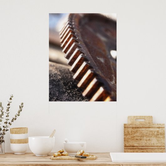 錆びた古い歯車 ポスター (キッチン)