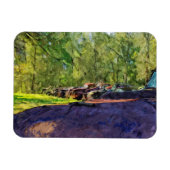 錆びた古い車とトラックの列抽象芸術 マグネット (横)