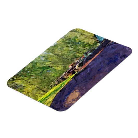 錆びた古い車とトラックの列抽象芸術 マグネット (左側)