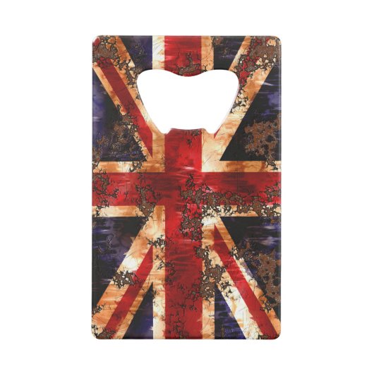 錆びた国統一された国国旗 クレジットカード栓抜き (正面)