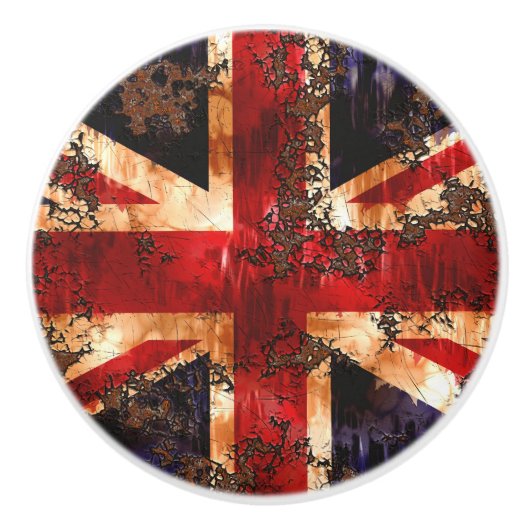 錆びた国統一された国国旗 セラミックノブ (正面)