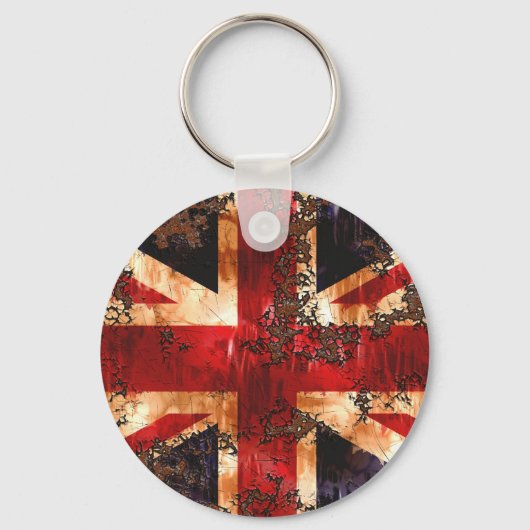 錆びた愛国的なイギリスの旗 キーホルダー (正面)