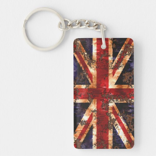 錆びた愛国的なイギリスの旗 キーホルダー (正面)