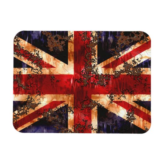 錆びた愛国的なイギリスの旗 マグネット (横)