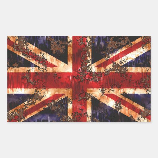 錆びた愛国的なイギリスの旗 長方形シール (正面)