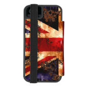 錆びた愛国的なイギリスの旗 INCIPIO iPhoneウォレットケース (フォリオ裏面)