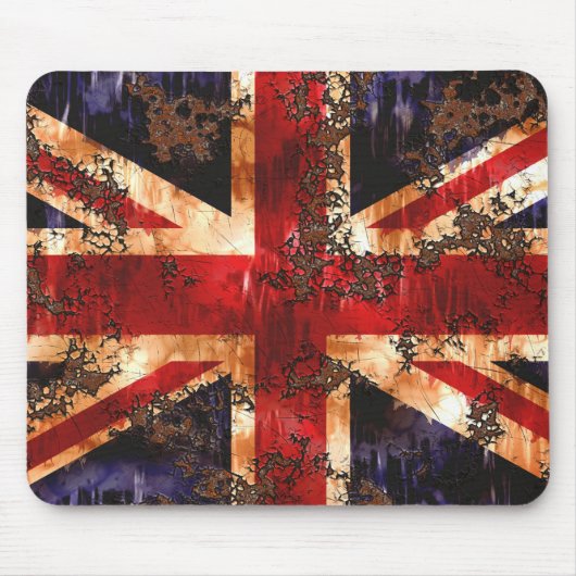 錆びた愛国的なイギリス旗 マウスパッド (正面)