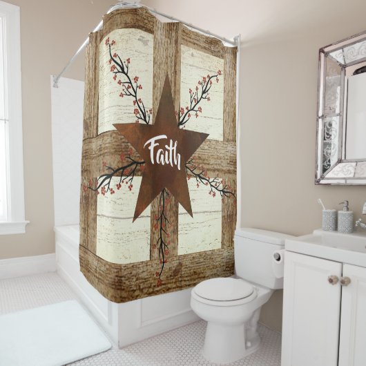 錆びた星と果実、木枠の信仰 シャワーカーテン (インサイチュ)