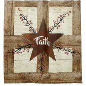 錆びた星と果実、木枠の信仰 シャワーカーテン (正面)