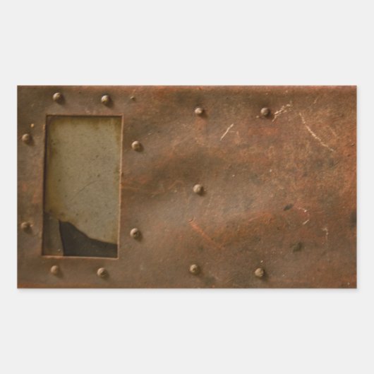 錆びた溶接ヘルメット 長方形シール (正面)