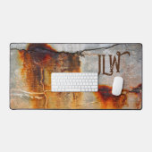 錆びた灰色とオレンジの都市産業グランジ デスクマット (キーボード&マウス)