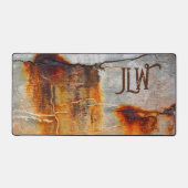 錆びた灰色とオレンジの都市産業グランジ デスクマット (正面)