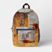 錆びた灰色とオレンジの都市産業グランジ プリントバックパック (正面)