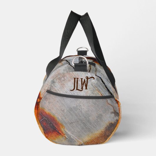 錆びた灰色の燃えたオレンジの都市産業グランジ ダッフルバッグ (右)