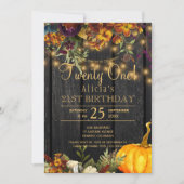 錆びた秋のフローラシック21誕生日 招待状 (正面)