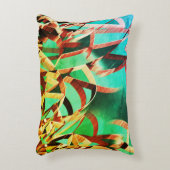 錆びた緑とアクアマリンに茶色の縞 アクセントクッション (正面(垂直))