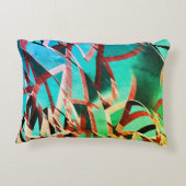 錆びた緑とアクアマリンに茶色の縞 アクセントクッション (裏面)