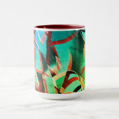 錆びた緑とアクアマリンに茶色の縞 マグカップ (中央)