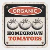 錆びた背景を持つ自家栽培トマト スクエアシール (正面)