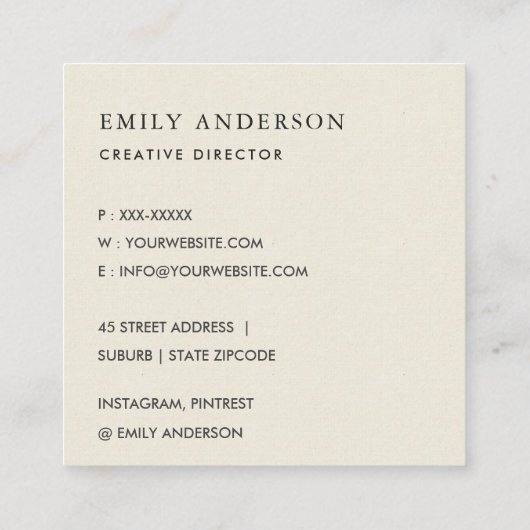 錆びた腐食性オレングランジジメタルのテクスチャ スクエア名刺 (裏面)