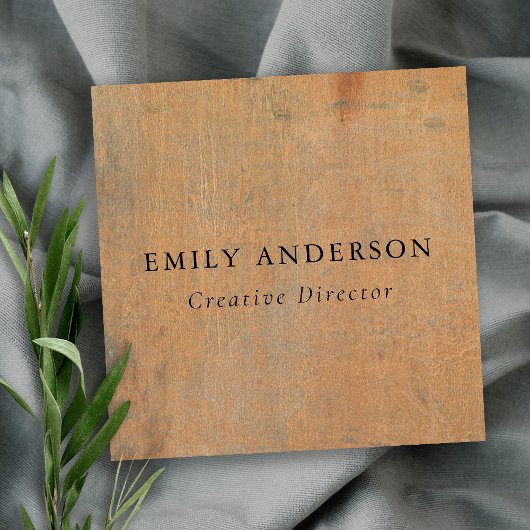 錆びた腐食性オレングランジジメタルのテクスチャ スクエア名刺