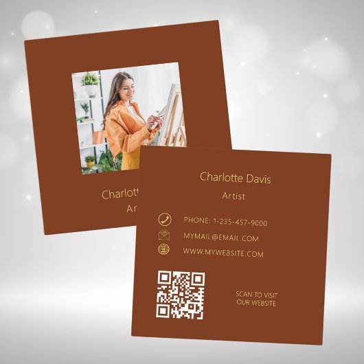錆びた茶色の写真QRコード スクエア名刺