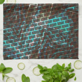 錆びた茶色の青、傷、小さなレンガまたはグリッド キッチンタオル (折り畳み)