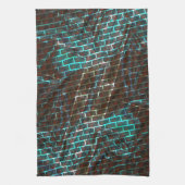 錆びた茶色の青、傷、小さなレンガまたはグリッド キッチンタオル (縦)