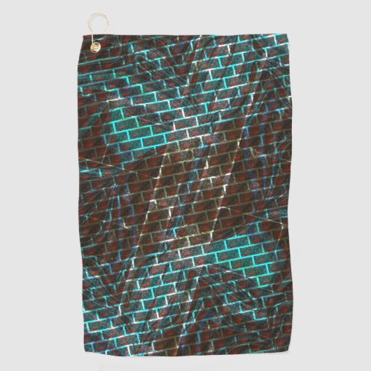 錆びた茶色の青、傷、小さなレンガまたは火格子 ゴルフタオル (正面)