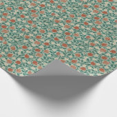 錆びた赤い果実 ざくろ 緑の葉 ラッピングペーパー (角)