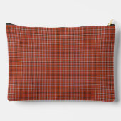 錆びた赤のチェック柄 レトロカラー アクセサリーポーチ (裏面)