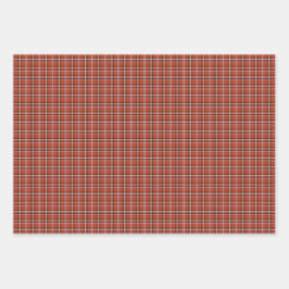 錆びた赤のチェック柄 レトロカラー ラッピングペーパーシート