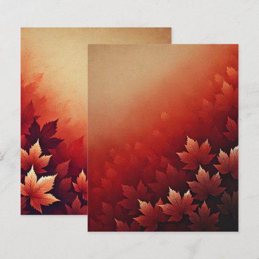 錆びた赤メープル秋グラデーションスクラップブック紙 (正面/裏面)