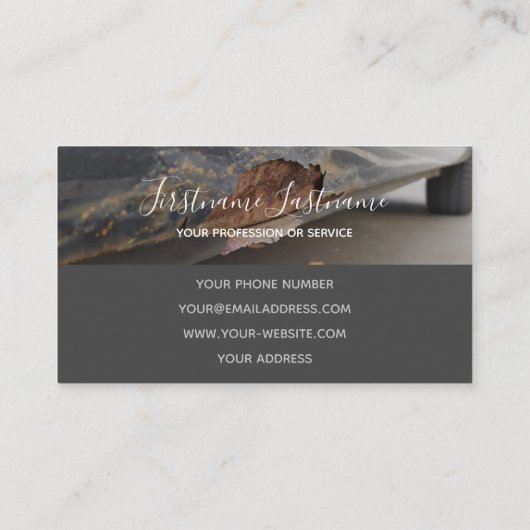 錆びた車の専門家と整備士車の修理店 名刺 (裏面)