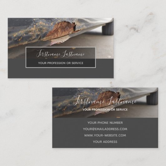 錆びた車の専門家と整備士車の修理店 名刺 (正面/裏面)