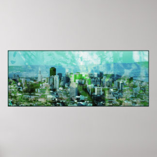 錆びた都市シアン ポスター