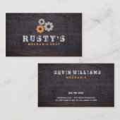 錆びた金属のテクスチャ整備士ショップ 名刺 (正面/裏面)