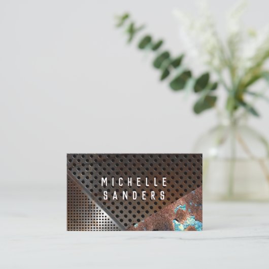 錆びた金属の穴 名刺 (スタンド正面)