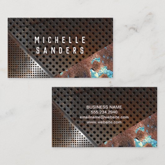 錆びた金属の穴 名刺 (正面/裏面)