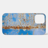 錆びた金属の質感、青い傷の付いた装飾。 Case-Mate iPhoneケース (裏面 (横))