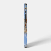 錆びた金属の質感、青い傷の付いた装飾。 iPhoneケース (左側面)