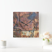 錆びた金属サイディング旧産業建物 スクエア壁時計 (ホーム)