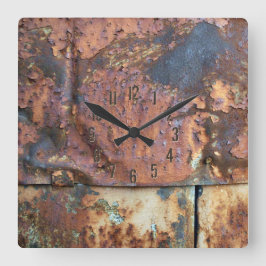 錆びた金属サイディング旧産業建物 スクエア壁時計