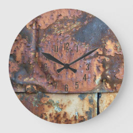 錆びた金属サイディング旧産業建物 ラージ壁時計